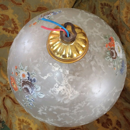 Ceiling light with frosted glass and flowers used