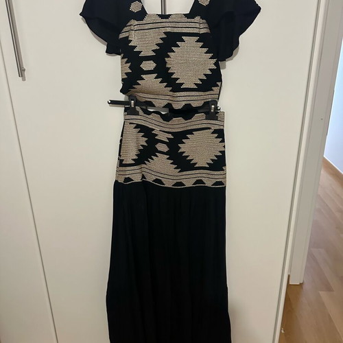 Anna Samouka set skirt with crop black cotton embroidered, like new