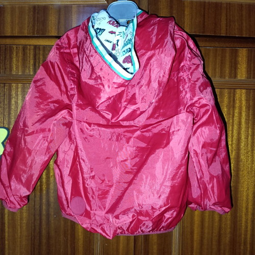 Spring jacket for baby, red with comic lining