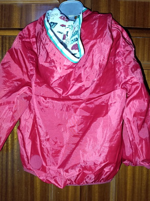 Spring jacket for baby, red with comic lining