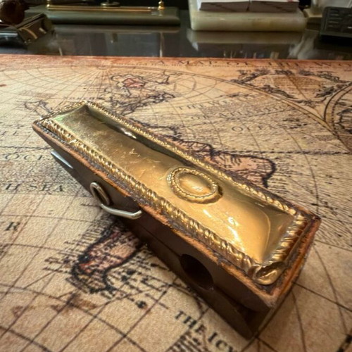 Vintage decorative desk clip with metal overlay used