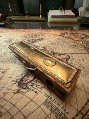 Vintage decorative desk clip with metal overlay used