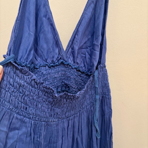 Dress long blue tied at neck used, size M 38 10