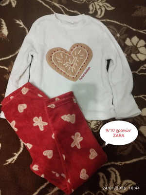 Children's pajamas used, white and red