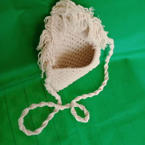Zoe shoulder bag knitted new, white and beige cotton