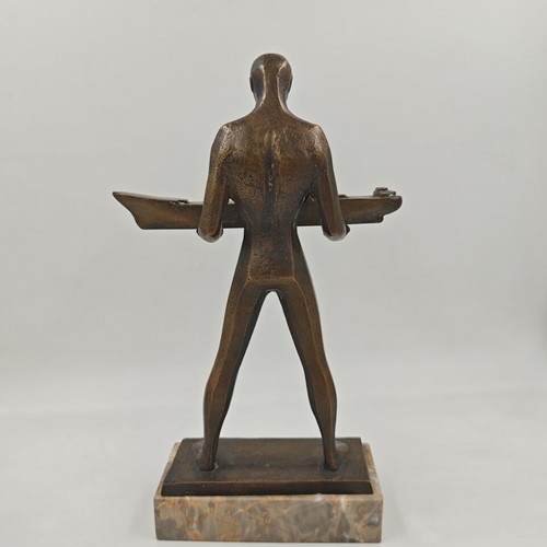 Bronze Maritime Statue "The Shipbuilder" used with alabaster base