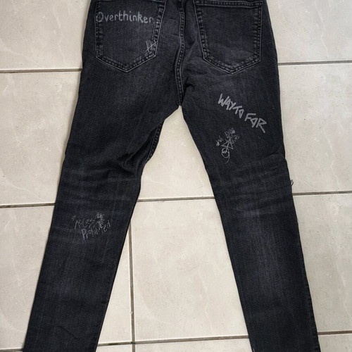 Zara denim jeans like new, black with inscriptions, size 31