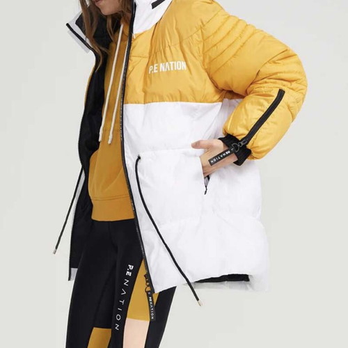 P.E Nation Full Court Jacket used women's winter parka white and yellow