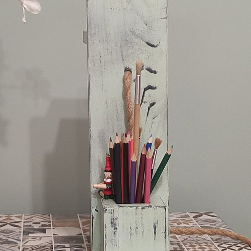 Handmade wooden table lamp pencil holder new