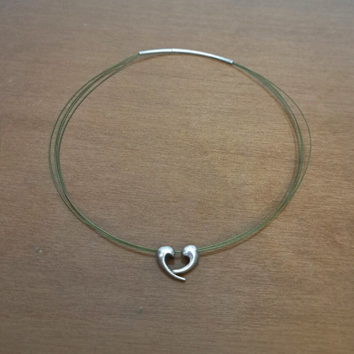 Choker with 925 Silver Pendant Minas Style like new, green and silver