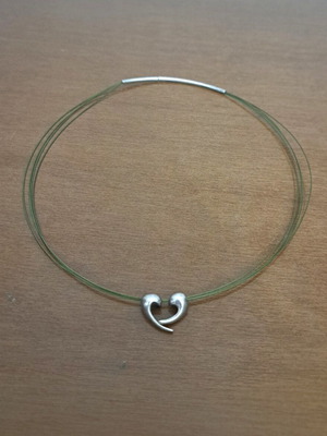 Choker with 925 Silver Pendant Minas Style like new, green and silver