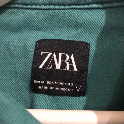 Zara denim jacket used, green and turquoise, size M