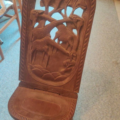 Handmade African carved wooden chair