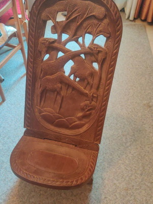 Handmade African carved wooden chair