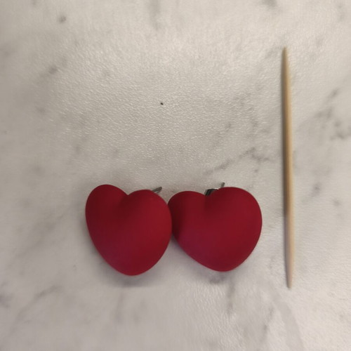 Heart earrings like new, red