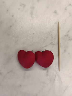 Heart earrings like new, red