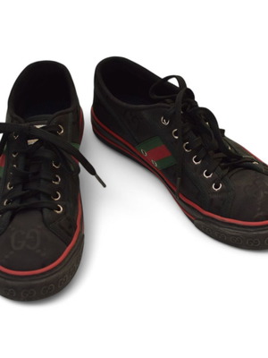 Gucci Black GG Econyl Nylon Web Athletic Shoes 41 Used Unisex