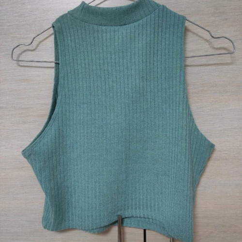 Shein new - sleeveless crop top ribbed / tank top rib sleeveless turtleneck mint fitted