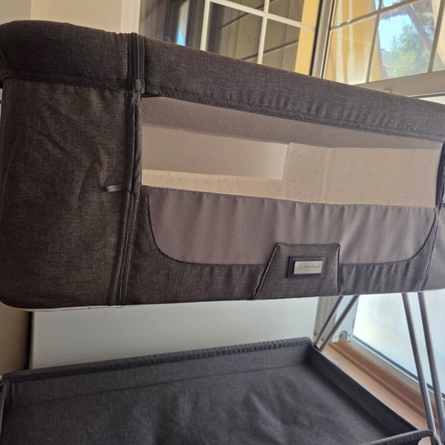 Bebe Stars Crib with Mattress, Side Opening and Wheels light grey like new