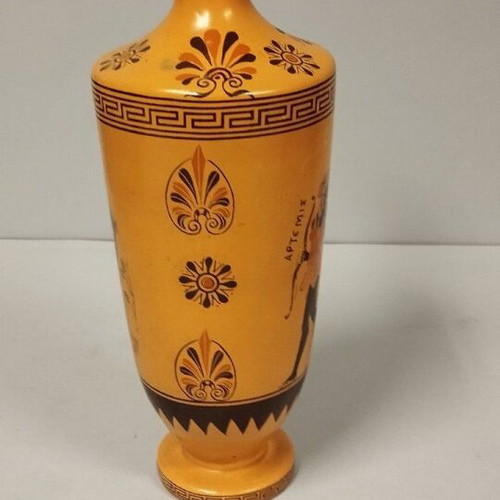 Decorative ceramic lekythos like new, Apollo and Artemis
