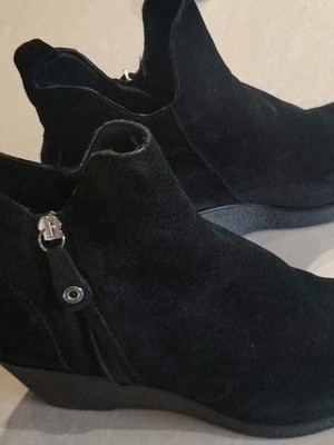 Suede leather ankle boots, size 41, black