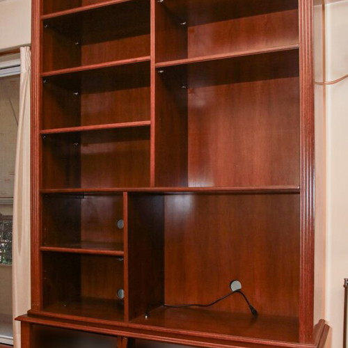 Bookcase with cabinet and TV space made of solid wood like new