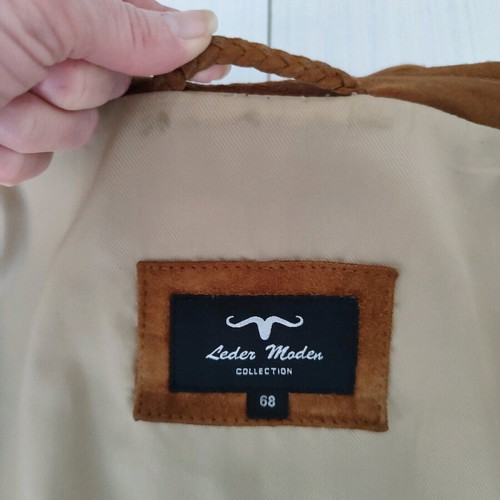 Vintage suede leather men's jacket Leder Moden Collection like new, tan