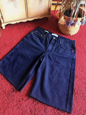 Mango Denim Bermudas Jorts 100% Cotton Washed Black Like New