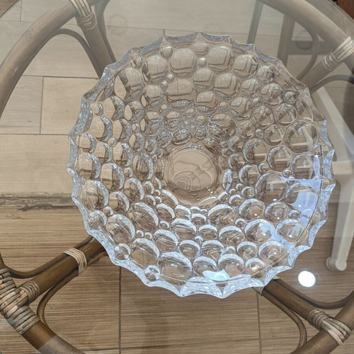Large glass fruit bowl with bubble relief design