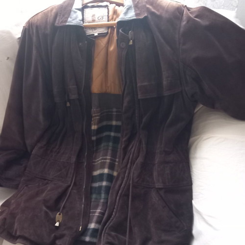 Men's suede jacket with leather collar, Italian made