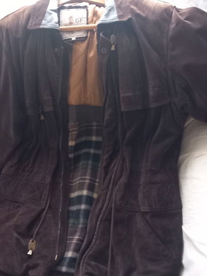 Men's suede jacket with leather collar, Italian made