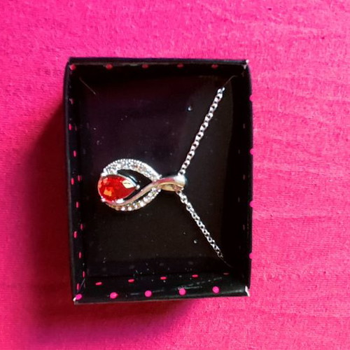Silver necklace with red stone new