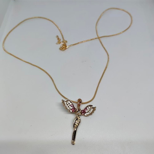 Angel pendant with chain and stones like new