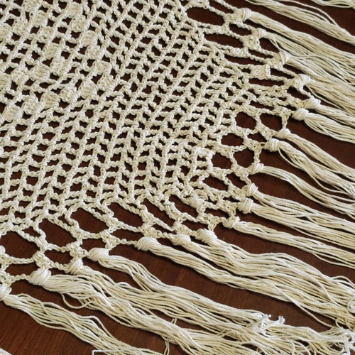 Handmade vintage scarf 70x140 used, beige
