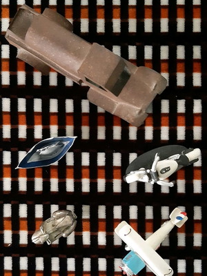 Decorative vehicles new, metal truck and four smaller pieces