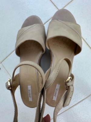 Geox leather platform sandals size 38 used, grey and beige