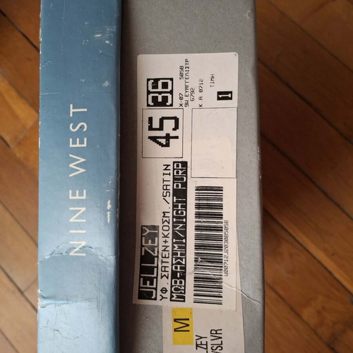 Nine West women's pumps with silver 7cm heel, satin, size 36-37, purple
