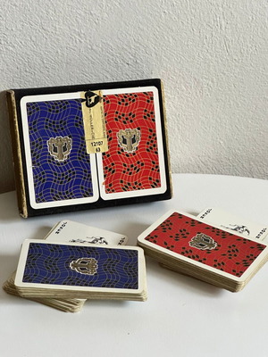 Vintage Finest Swiss Playing Cards AG Müller Cie double deck used with original case