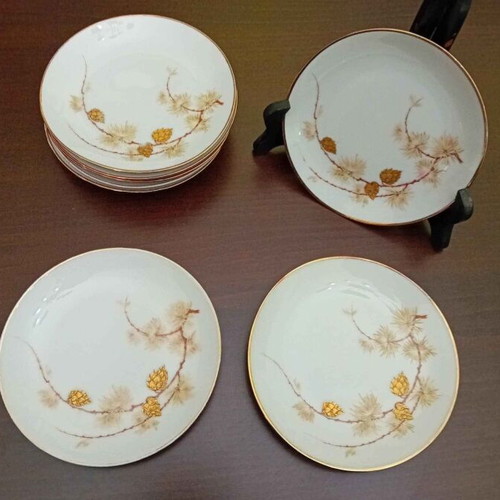 Arzberg dessert plates set of 8 like new with embossed gold leaves