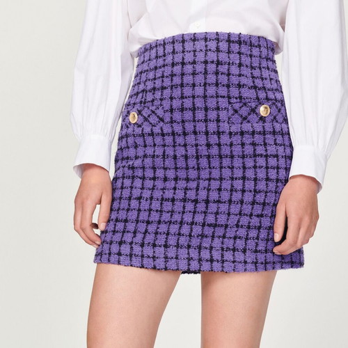 SANDRO tweed mini skirt new, size 40 FR, purple