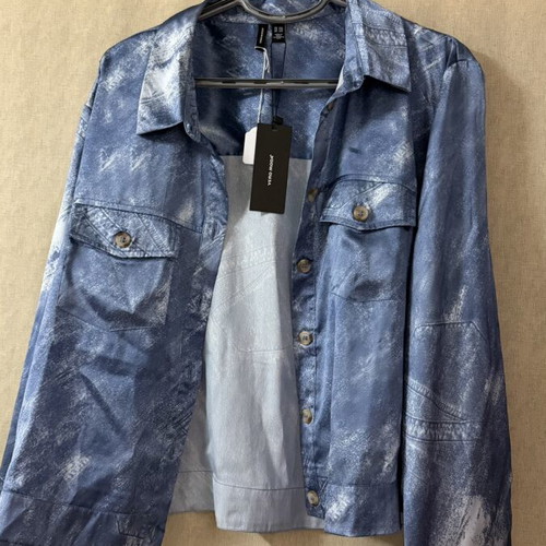 ASOS satin jacket with denim print