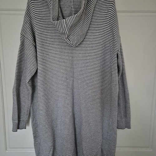 Long gray and white striped cardigan like new with hood
