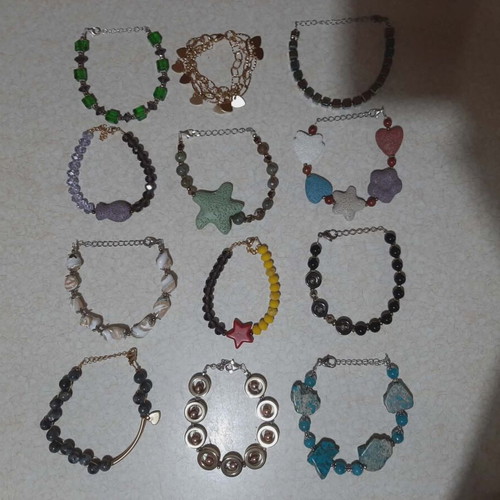 Bracelets new, pack of 12, silver 925, steel, genuine stones