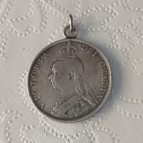 British silver double florin coin 1889, Queen Victoria Jubilee head