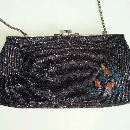 Vintage evening women's shoulder bag used with multicolored beads