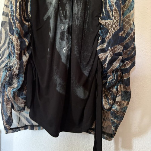 Paranoia mini dress size L like new, black with blue leopard print
