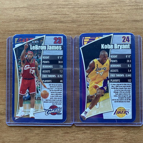 2007-08 Top Trumps NBA Limited Editions Kobe Bryant and LeBron James cards used