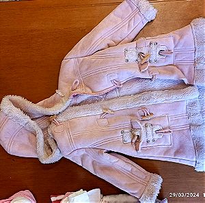 Ροζ παλτό για κορίτσι από 12-24 μηνών
