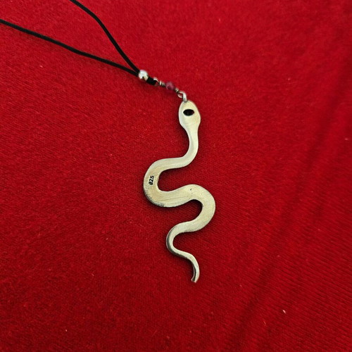 Snake necklace like new silver 925° with zircon and adjustable cord