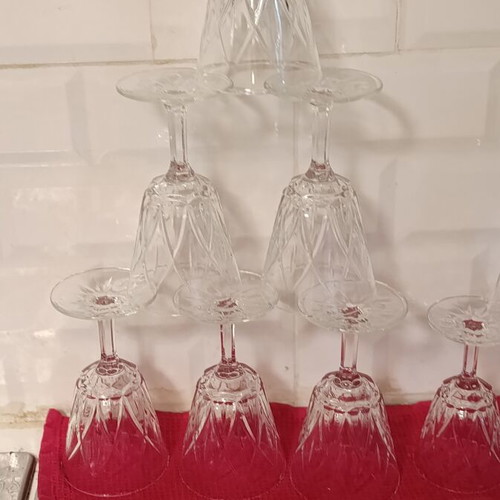 Crystal French Glasses set of 6 water and 6 wine glasses like new